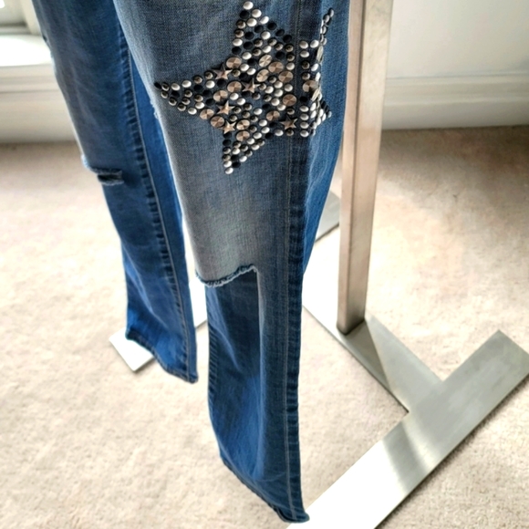 Please Denim Ribbed and Distressed with Metallic Star Size Medium - Picture 2 of 12